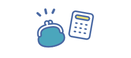 がま口財布と電卓のイラスト